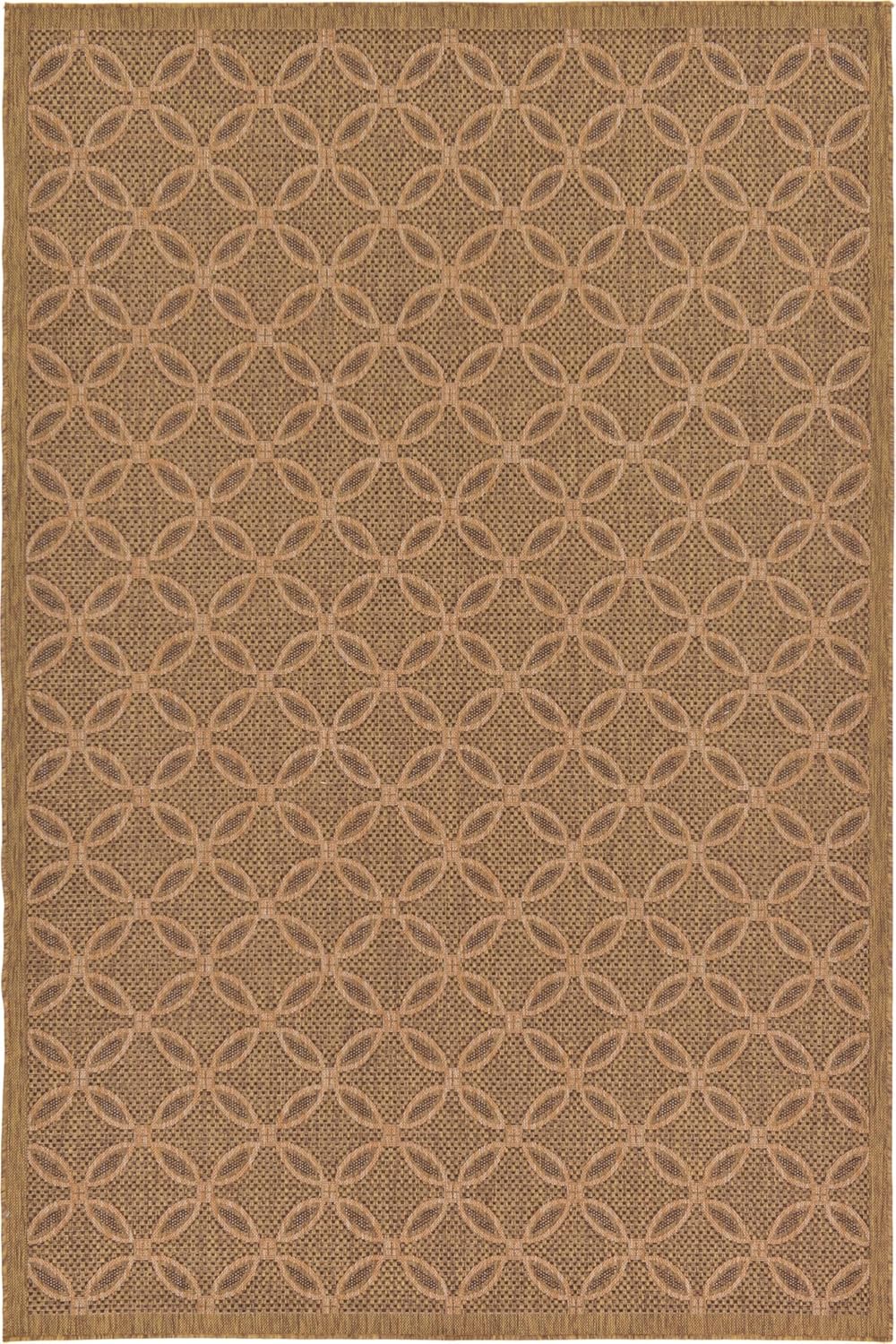 Unique Loom Outdoor Trellis Collection Area Rug - Spiral (7' x 10' Rectangle, Light Brown/ Brown)