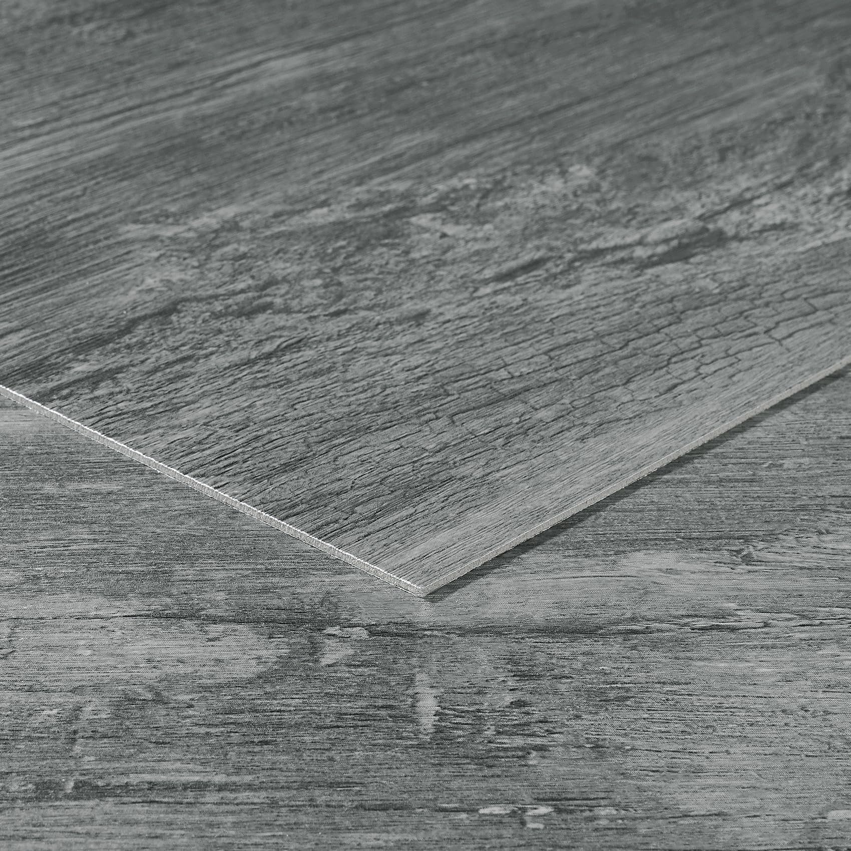 Livelynine Suelo Vinilo Autoadhesivo Gris Oscuro Suelo Vinilico Autoadhesivo Cocina Baldosas Adhesivas Suelo Efecto Madera Vieja Gris 30x30CM 32-Baldosas Vinilo Suelo Baño Vinilo para Suelo Habitación