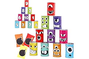 JOYIN 13 Pcs Carnival Bean Bag Toss, Knockdown Can Game Set for...