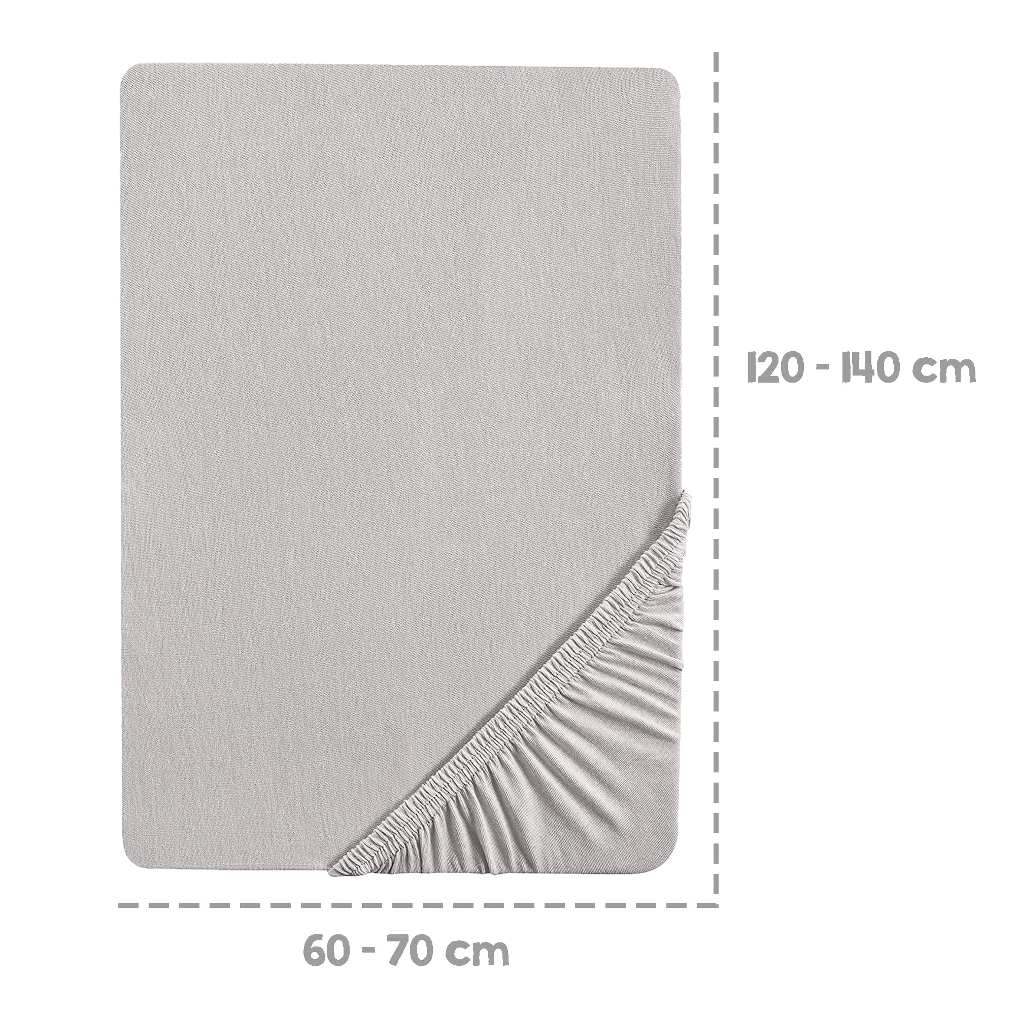 roba Spannbettlaken Lil Planet 60 x 120 – 70 x 140 - Baby Bettlaken für Kindermatratzen - Bio Baumwolle - GOTS und Oeko-Tex Standard 100 - Grau (Packung mit 2)
