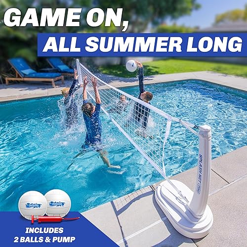 Miniatura 6 de GoSports Splash Net PRO - Red de voleibol para piscina, incluye 2 pelotas de voleibol de agua y bomba, color blanco, rojo o azul