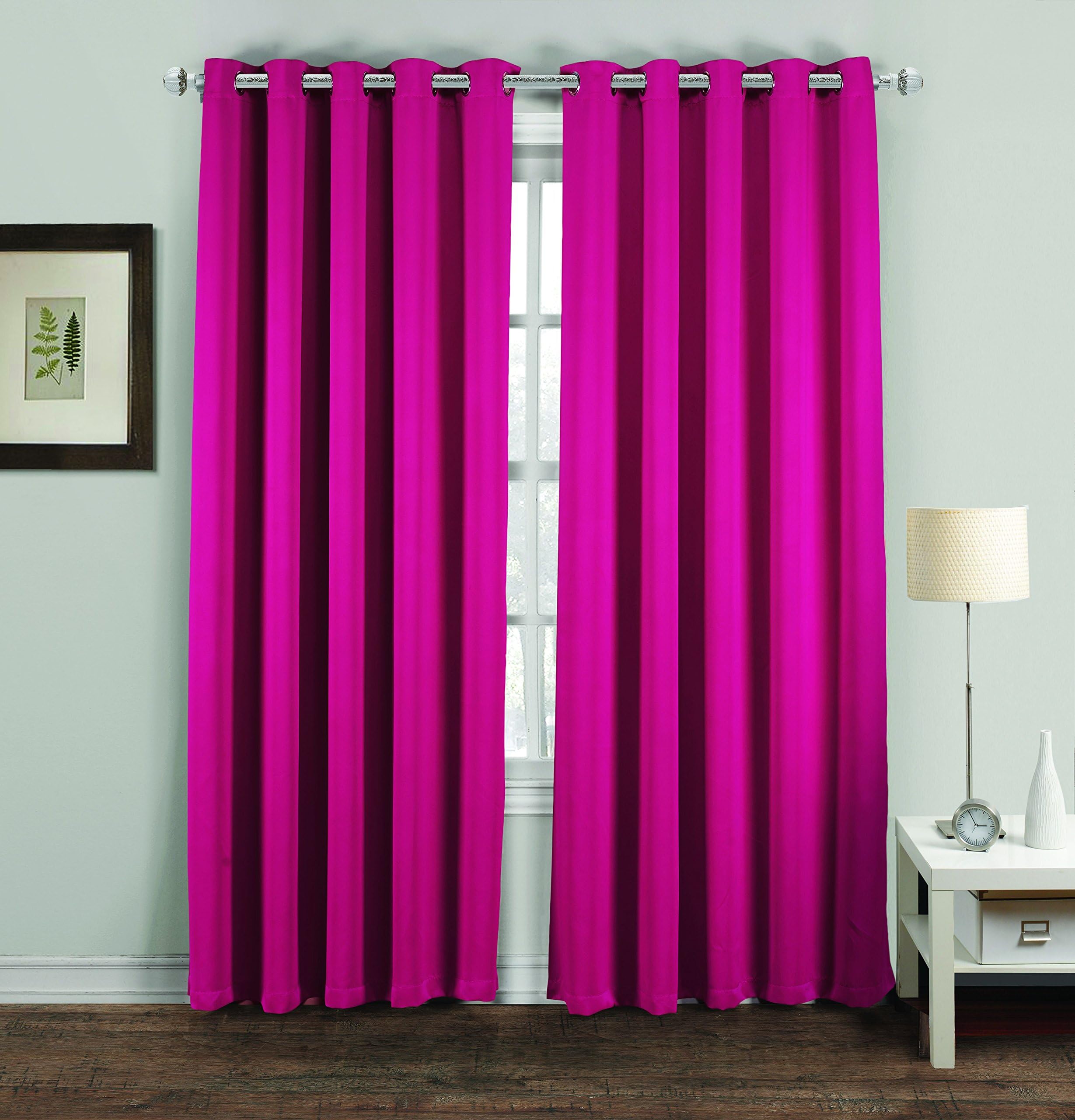 MH Distributions Luxury Thermal Supersoft Blackout Curtains Pair (90x90, Fuschia)