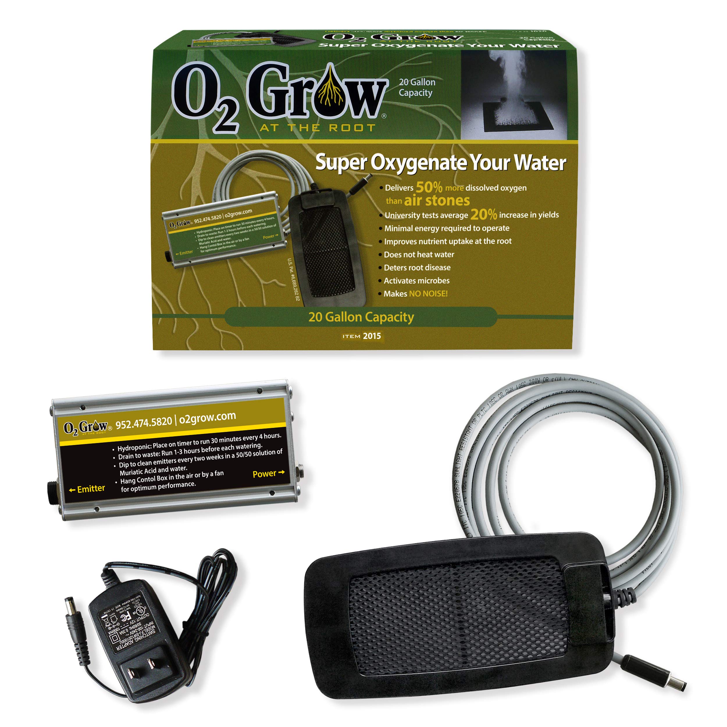 Dissolved Oxygen Emitter | Deep Water Culture or Soil | Indoor Growing Support to Help Oxygenate Plant Roots | Hydroponics | 20 Gallons Single Emitter