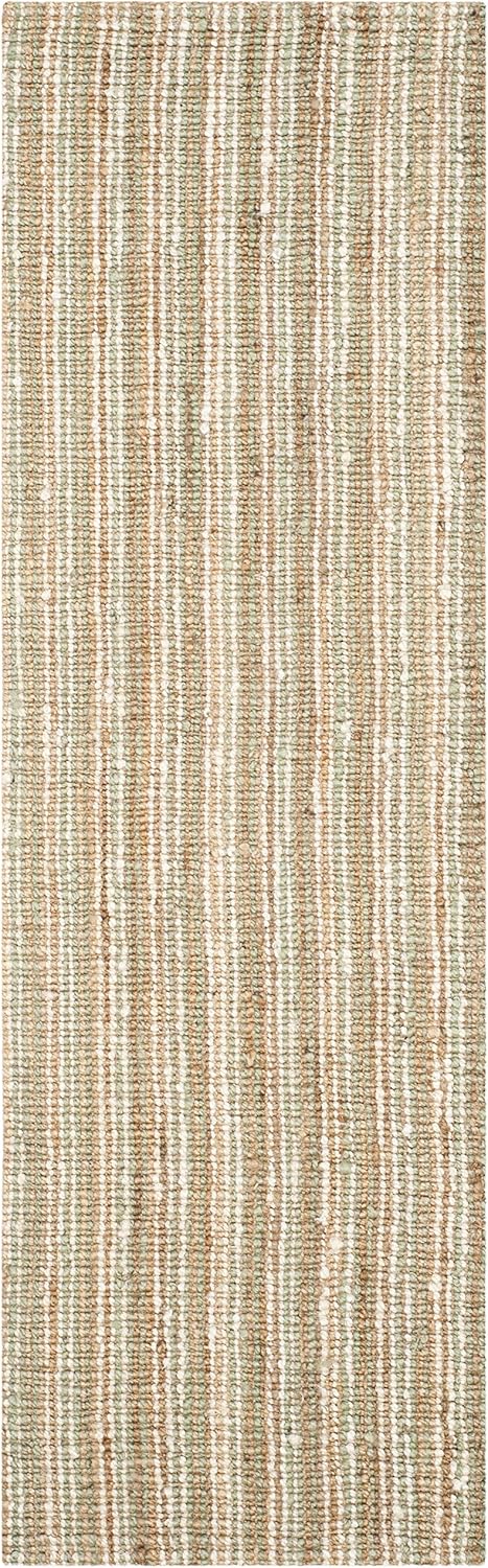 SAFAVIEH Natural Fiber Collection Runner Rug - 2'6" x 6', Sage & Natural Brown, Handmade Jute, Farmhouse Style, Chunky Textured Thick Pile (NF447S)