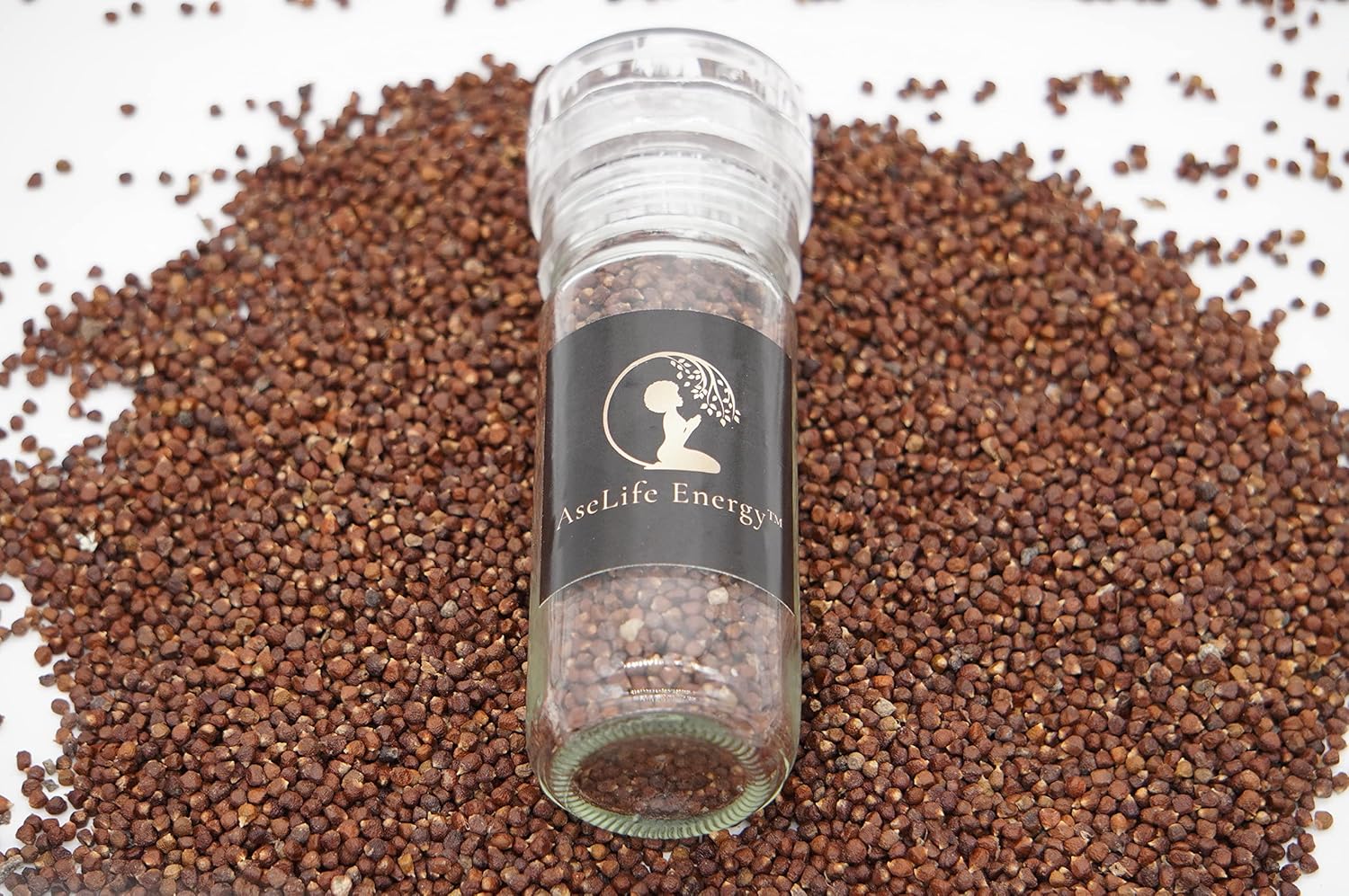 AseLife Energy® Grains of Paradise Spice with Spice Grinder 4.3 OZ Jar Melegueta Pepper Ginny Grains Mbongo spice Hepper Pepper Guinea Pepper Premium Non-GMO Vegan Paleo Gluten Free Plant Based African Spice Alligator Pepper