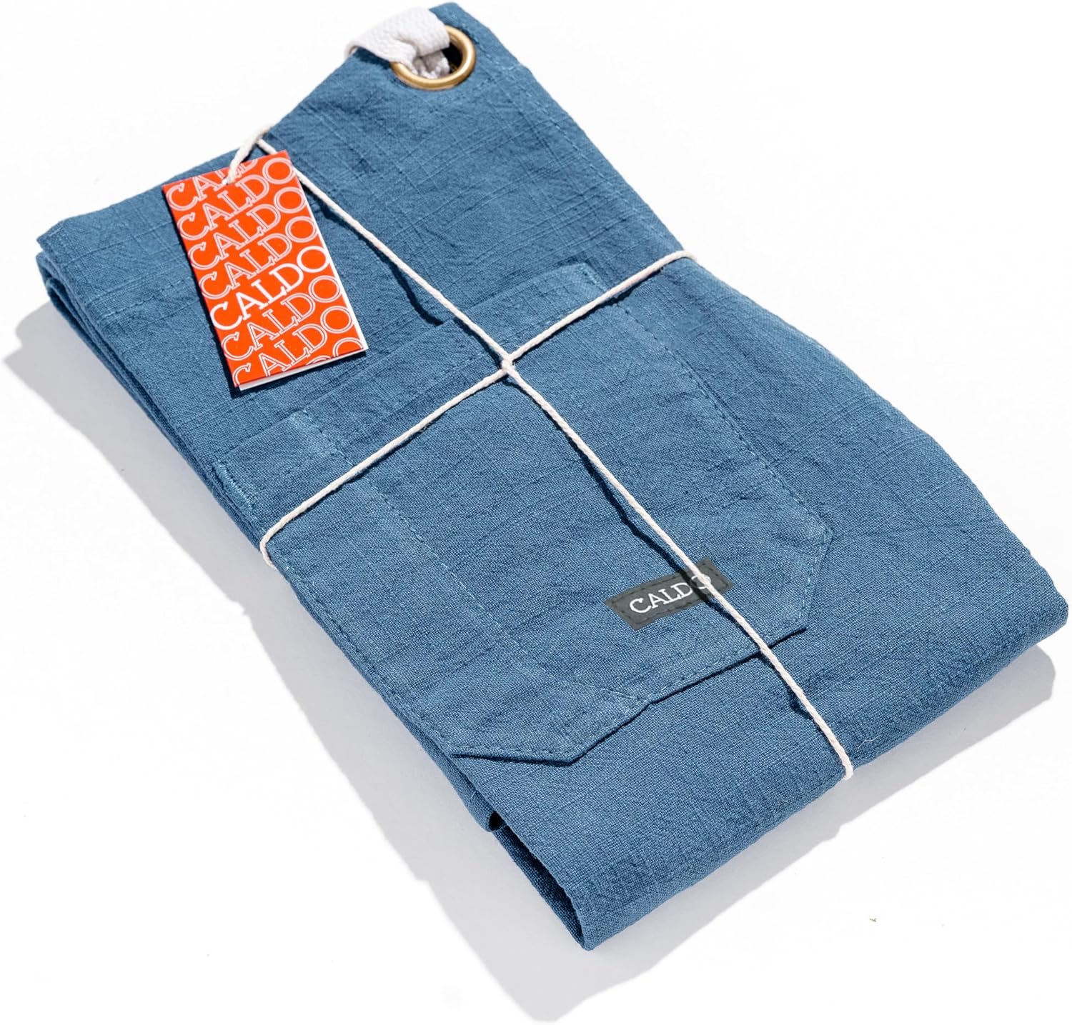 Caldo Linen Kitchen Apron for Cooking- Mens and Womens Linen Bib Apron for Professional Chef, Server, or Barista- Adjustable with Pockets (Vintage Blue) - Image 5