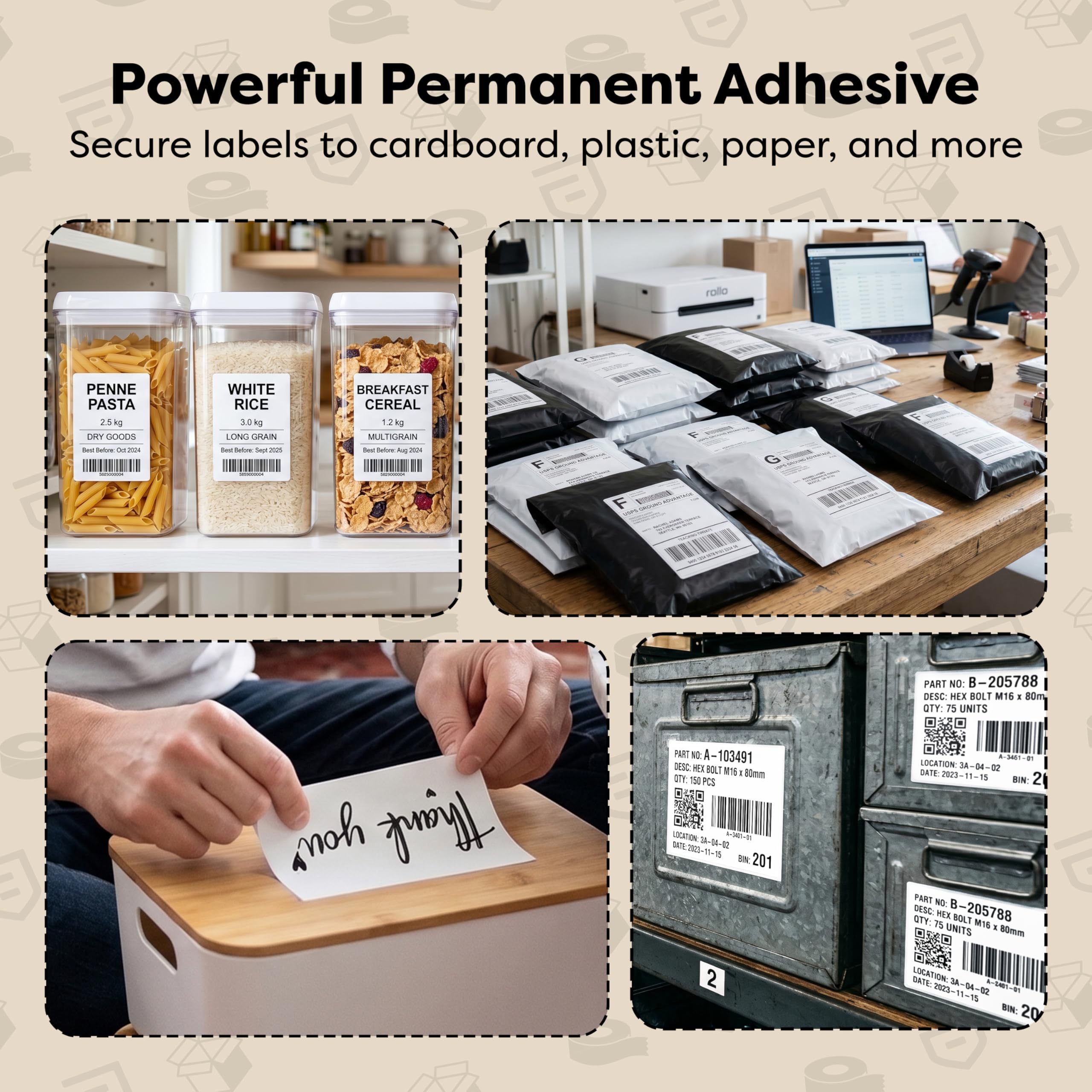 Aegis Adhesives – Étiquettes thermiques directes pliées en éventail de 10,2 x 15,2 cm (4 000 pièces, 8 empiles) – Étiquettes d'expédition imprimables pour expédition postale, identification de colis