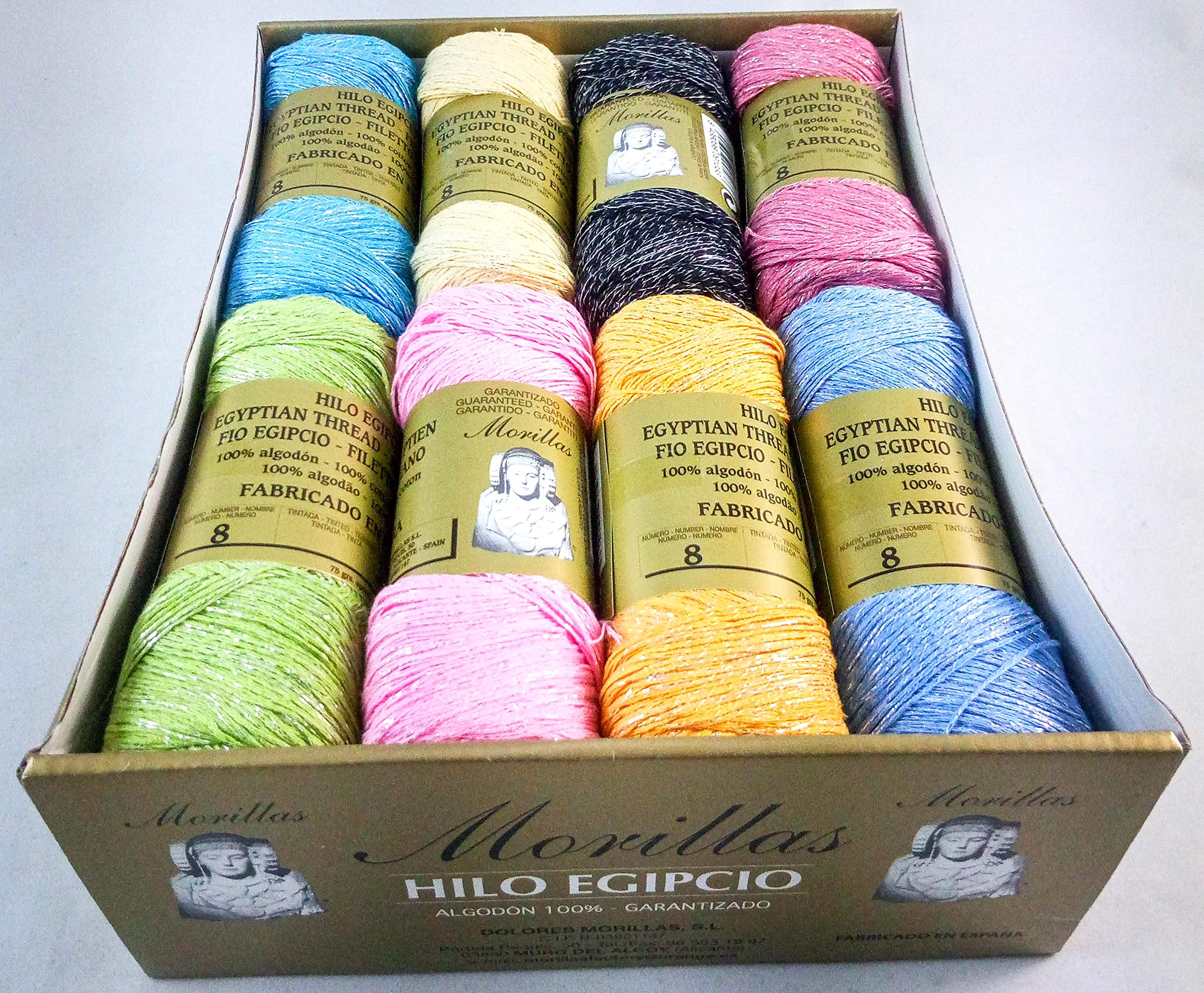 ▷ Confezione da 16 filati di zepelines in 8 colori & argento (100% cotone + filo metallico sottile) per lavorare a maglia o all'uncinetto con una finitura elegante.