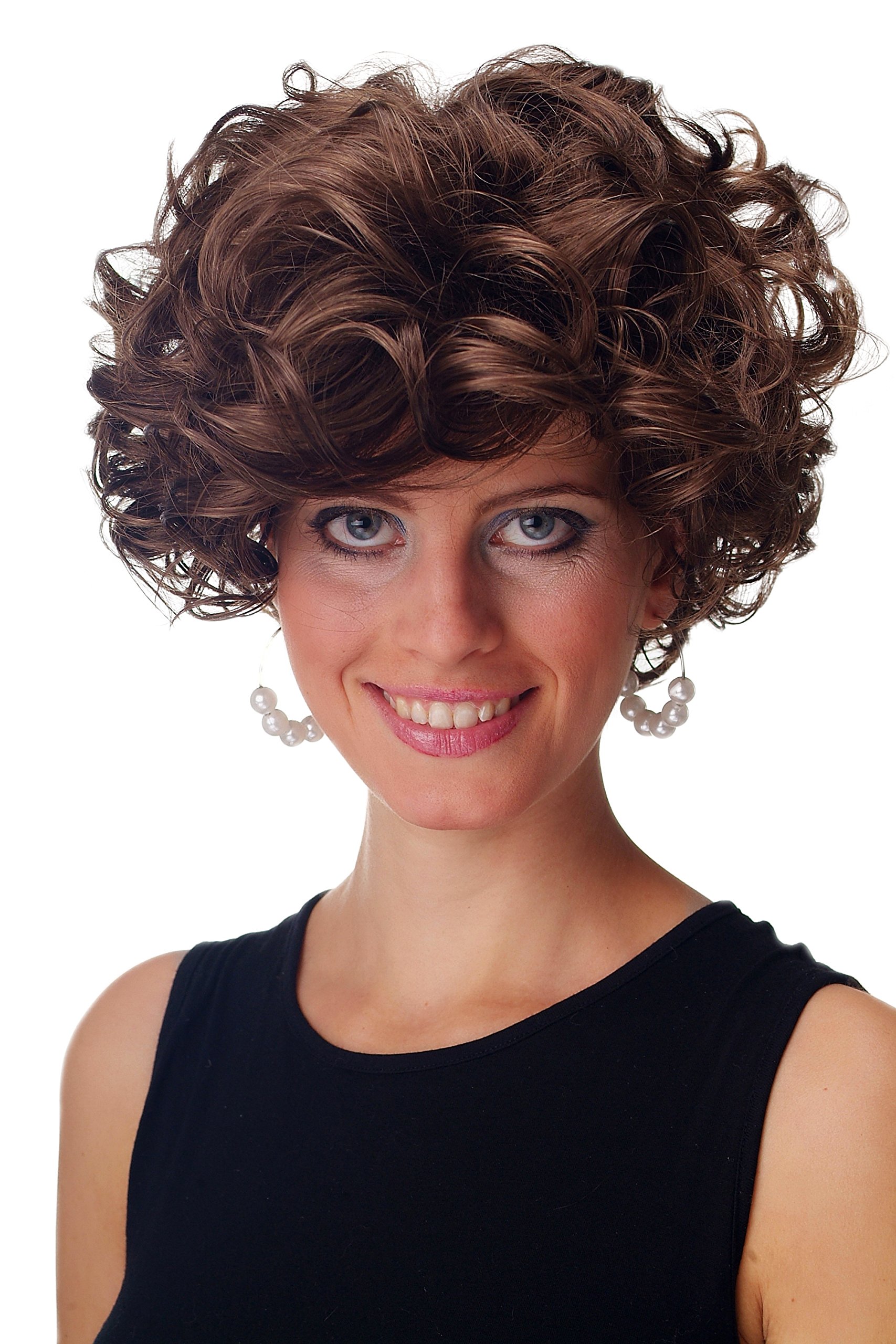 WIG ME UP - GFW963-10 Lady Man Quality Wig short curled wild parted voluminous lmedium brown, Golden brown (10), Length: approx. 25 cm