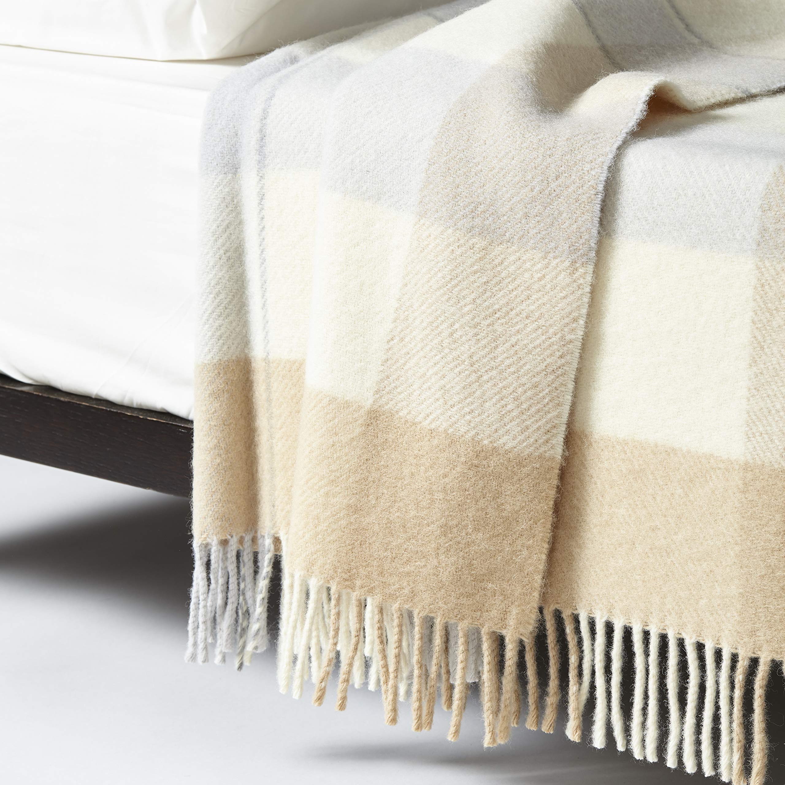 LANEROSSI Coperta Matrimoniale England, 210x250 cm, 100% Lana Vergine, Beige