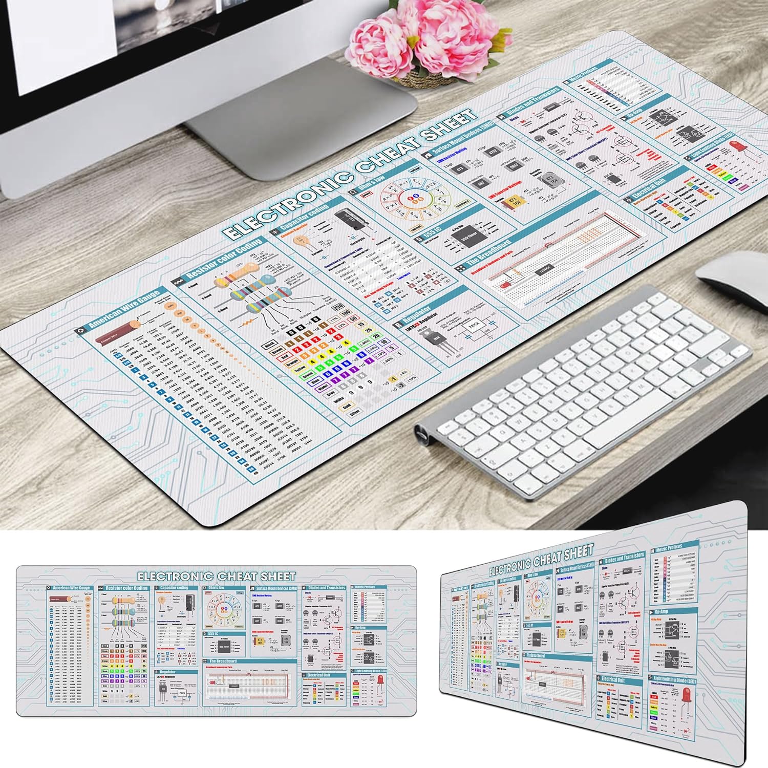 Electronic Cheat Sheet Mouse Mat, Electronic Mouse Pad, Large Gaming Desk Mat, Non-Slip Mouse Pad for Engineers and Students, Essential Computer Accessories for Study, Work, and Reference Purposes NNA