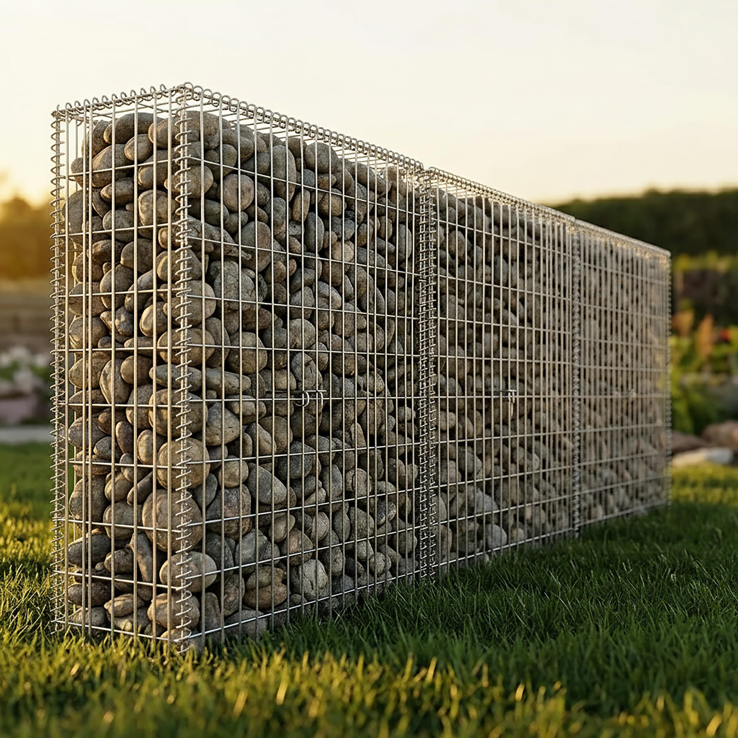 Relaxdays Gabione, Sichtschutz Garten, Steinkorb, 3.5mm Draht, silber | verzinkt, HBT: 100x200x30 cm, Gabionenwand, Stahl