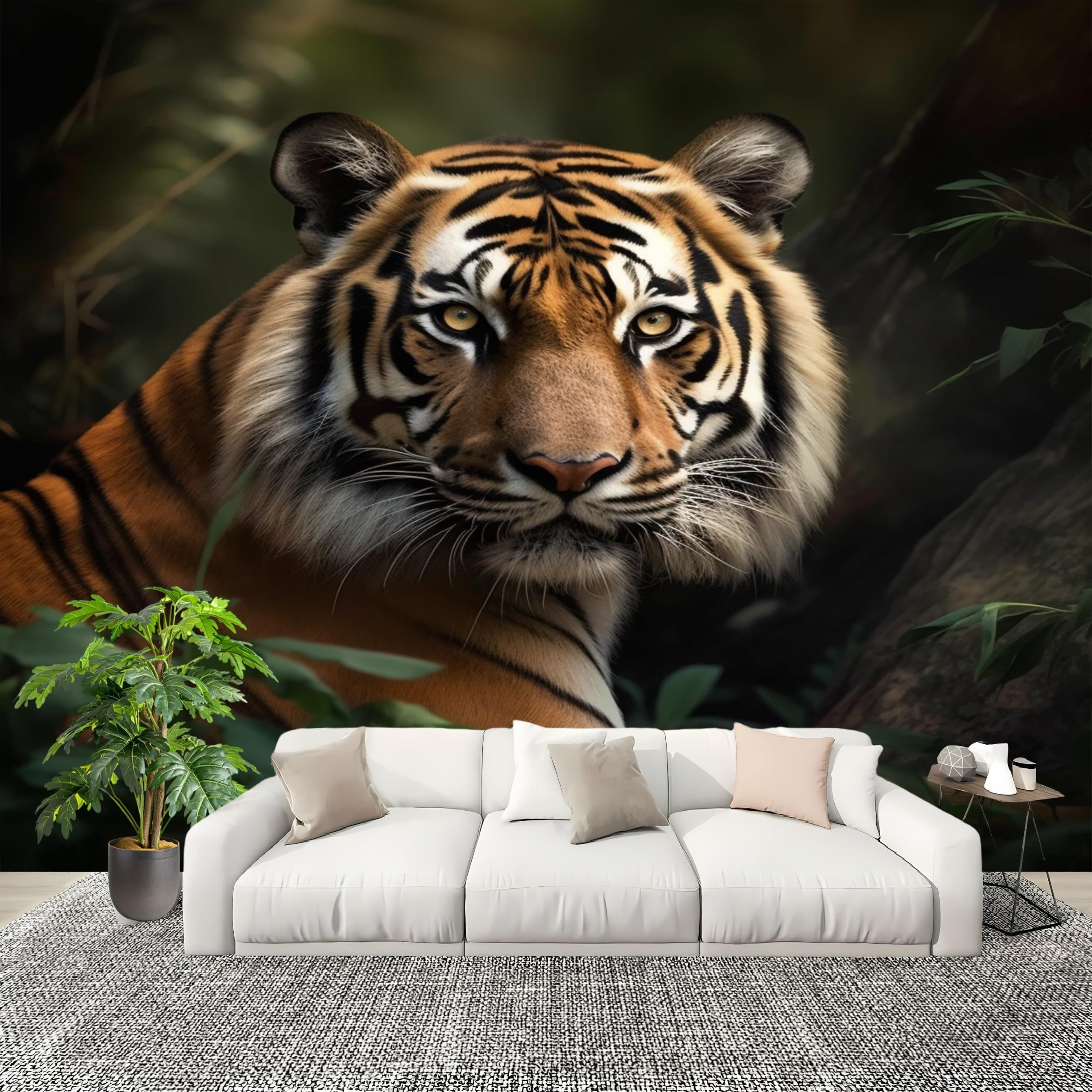 Papier peint photo vert tigre pour créer une ambiance jungle dans la chambre
