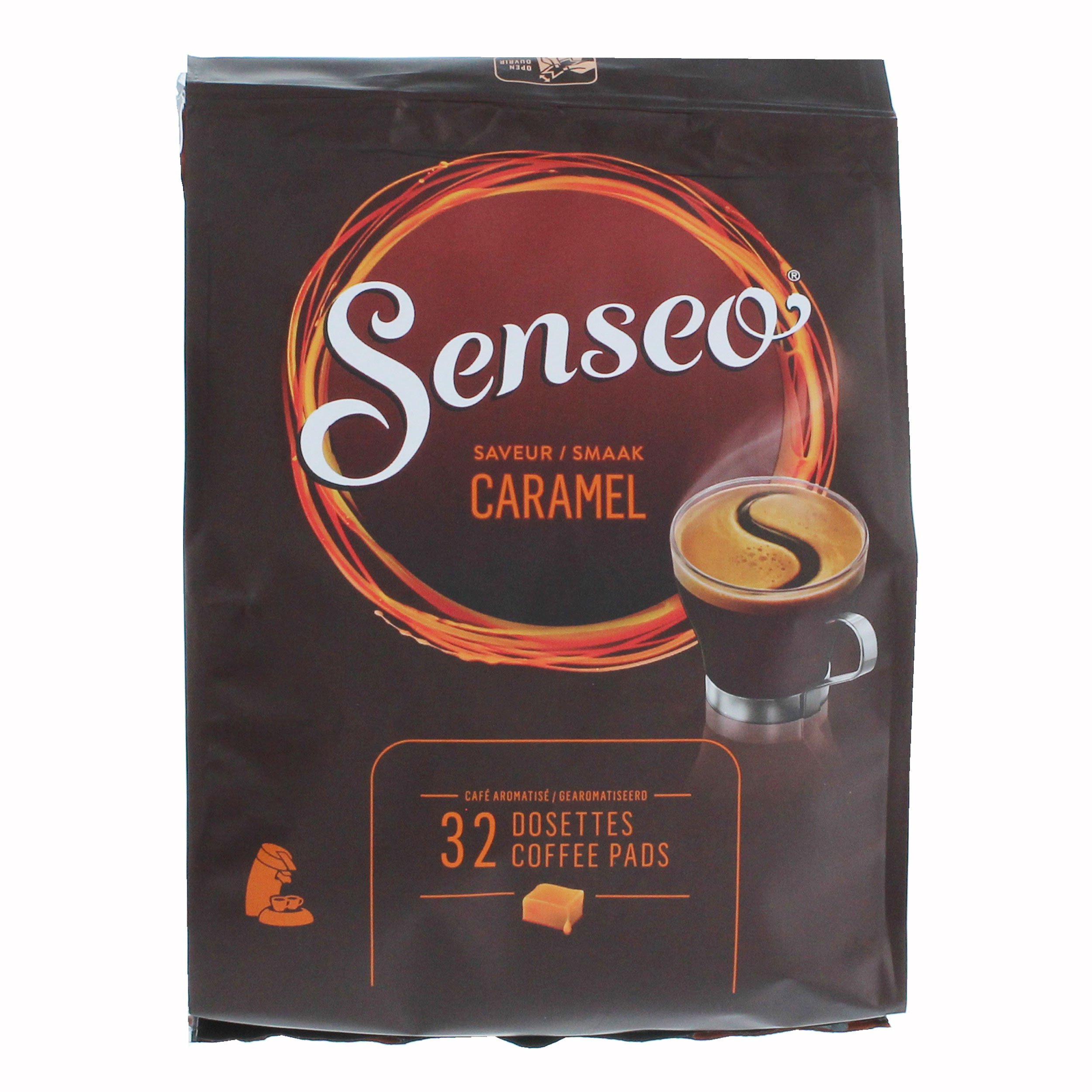 Senseo Kaffeepads Caramel, Karamellaroma, Kaffeepad für Pad Maschinen, Aromatischer Kaffee, 128 Pads