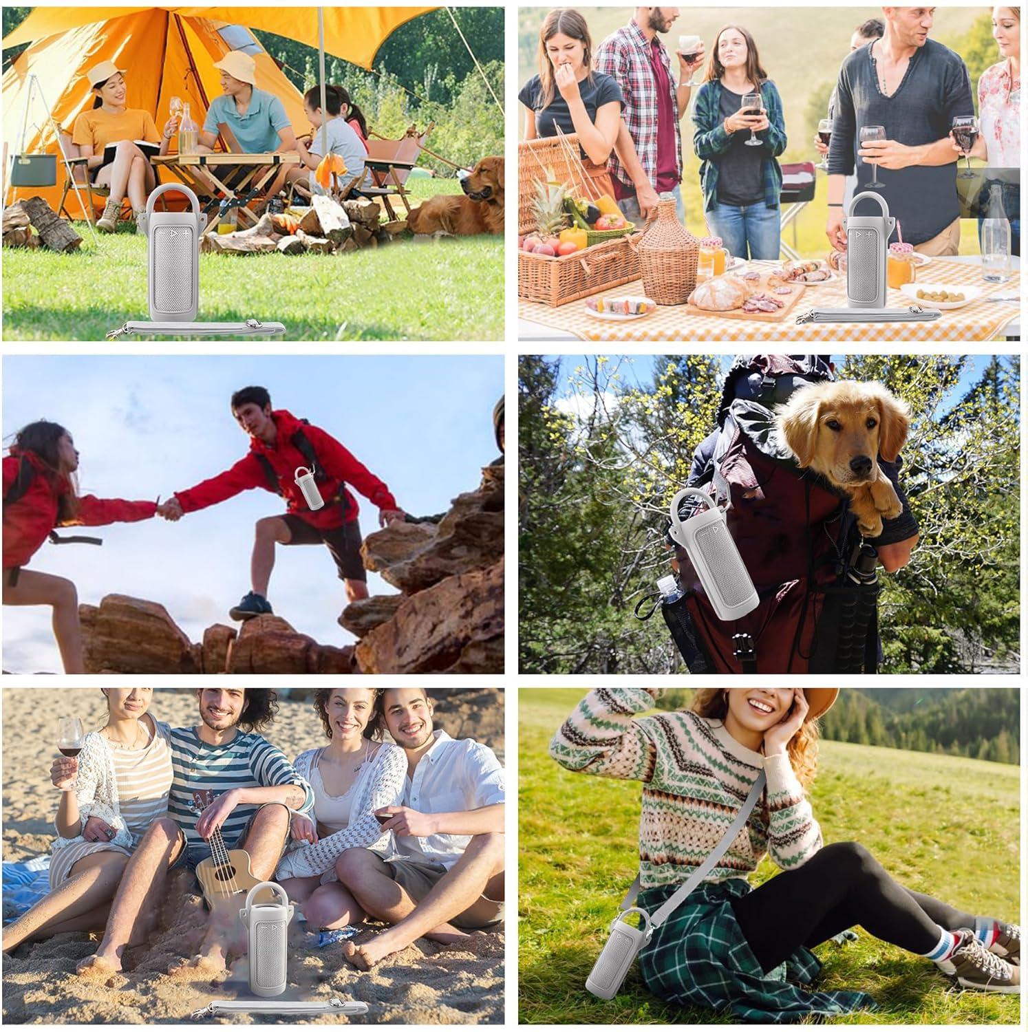 for JBL Grip Portable Waterproof Speaker Silicone Case, Portable Travel Soft Cover with Shoulder Strap and Carabiner, Protective Skin Case (White) - co2CREA - Image 9