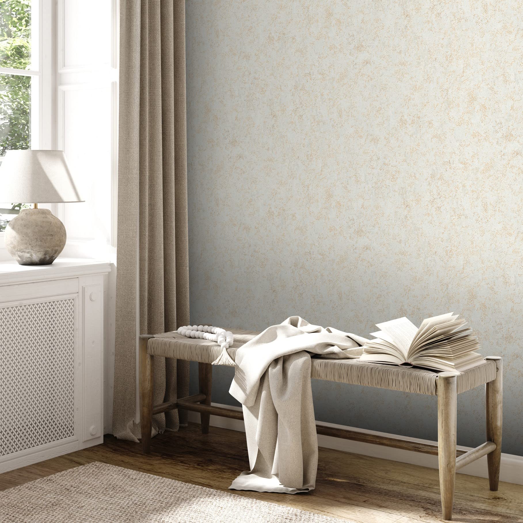 Papier peint intissé facile à poser Livingwalls doré et gris clair