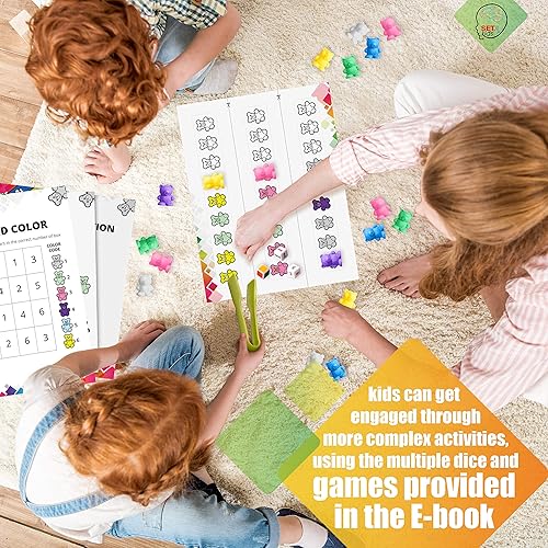 Miniatura 4 de SET4kids Contando osos con tazas a juego, 4 dados, pinzas y un libro electrónico de actividades. para niños pequeños y educación infantil. Juego de