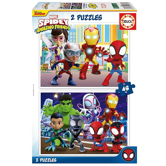 Educa - Set de 2 puzzles infantiles con 48 piezas de cartón | Spidey & Amazing Friends, Marvel. A partir de 4 5 6 años (19678)