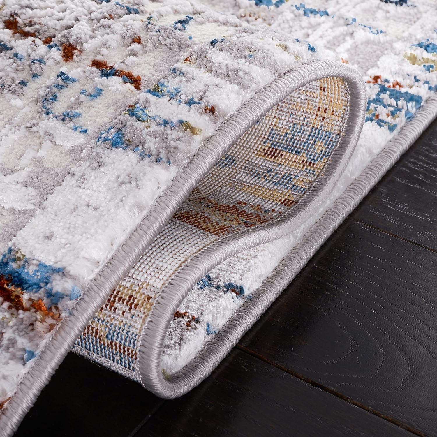 SAFAVIEH Amelia Collection Runner Rug - 2' x 8', Grey & Blue Gold, Distressed Design, Non-Shedding & Easy Care, Ideal for High Traffic Areas in Living Room, Bedroom (ALA298G)