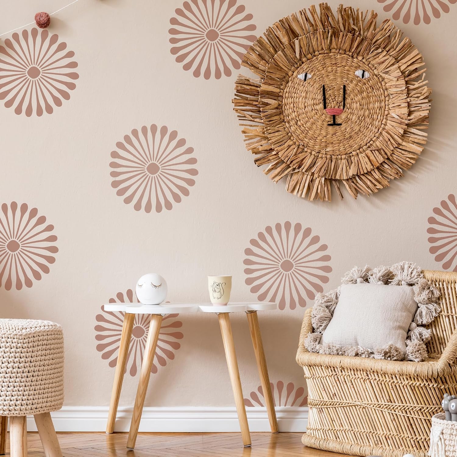 Boho Flowers Wall Stencils, 2 Pcs Reusable Tile Stencils DIY Décor