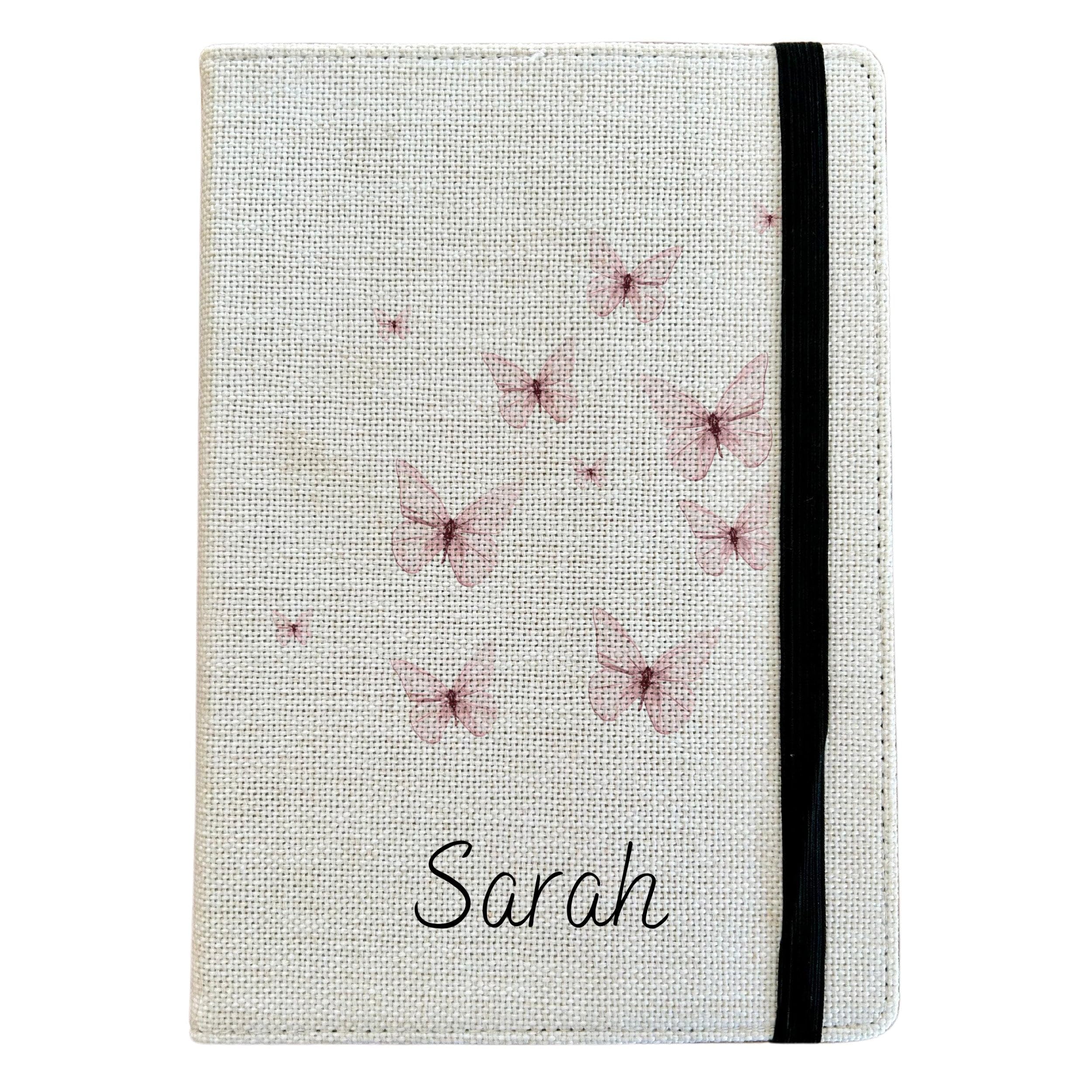 Personalised Butterfly A5 Notebook - Custom Wildlife Lined Journal - Reusable Animal Notebook Cover - Linen Hardback Journal Cover Gift