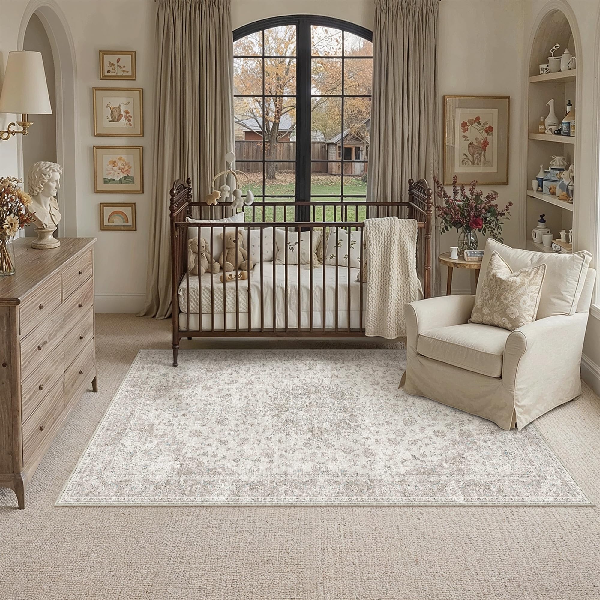 PureCozy Rugs Living Room Beige 80x150cm Washable Bedroom Carpet