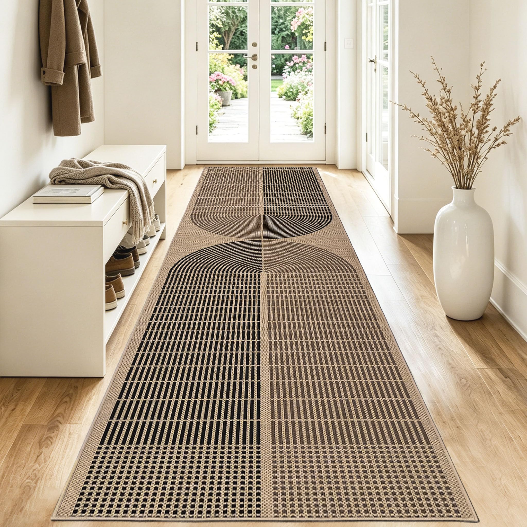 Tapis en jute intérieur et extérieur antidérapant 80x300 cm pour bureau et couloir