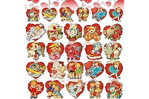 40 Pcs Vintage Valentine's Day Decorations Valentine Vintage Heart Ornaments Wooden Hanging...