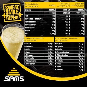5000 Calories Per Day - Mass Weight Gainer with Whey Protein Isolate Powder - Building Food for Maximum Fast Weight Gain - Muscle Building & Mass Building Sams Ultra Hard Gainer (Vanilla 1050 g)