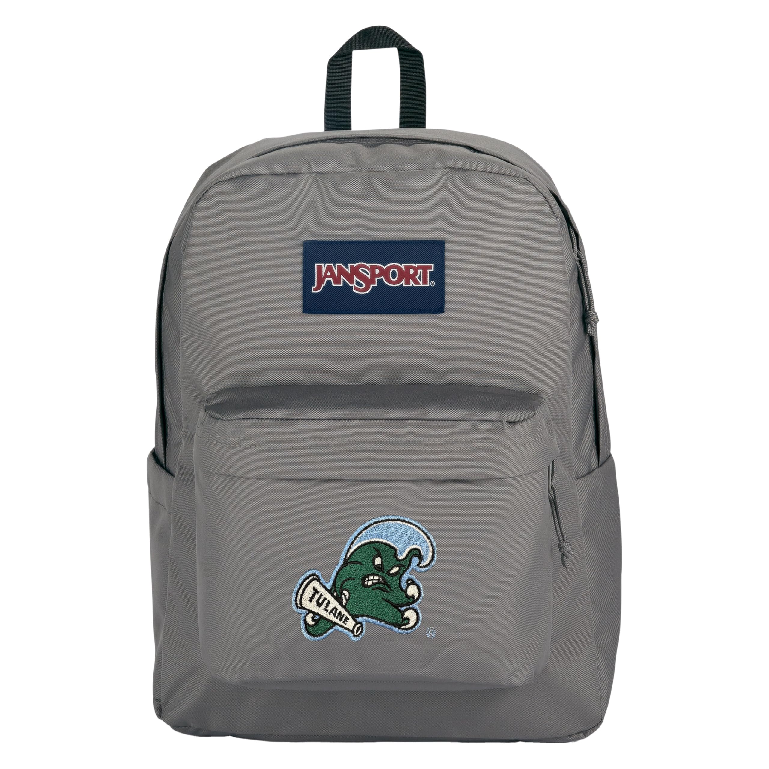 JanSport NCAA Officially Licensed Backpack, Tulane Green Wave, Superbreak Plus with Padded 15'' Laptop Sleeve, Spacious Computer Bag for Men &amp; Women, Durable Daypack with Bottle Pocket, Graphite Grey