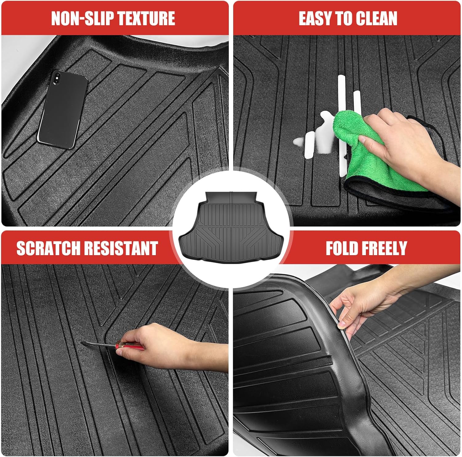 Cargo Liner Fit for 2018-2025 Toyota Camry&2019-2022 Toyota Avalon Rear Cargo Mat All Weather Protector Trunk Mat for Toyota Camry Hybrid L LE SE TRD XLE XSE&Toyota Avalon Accessories