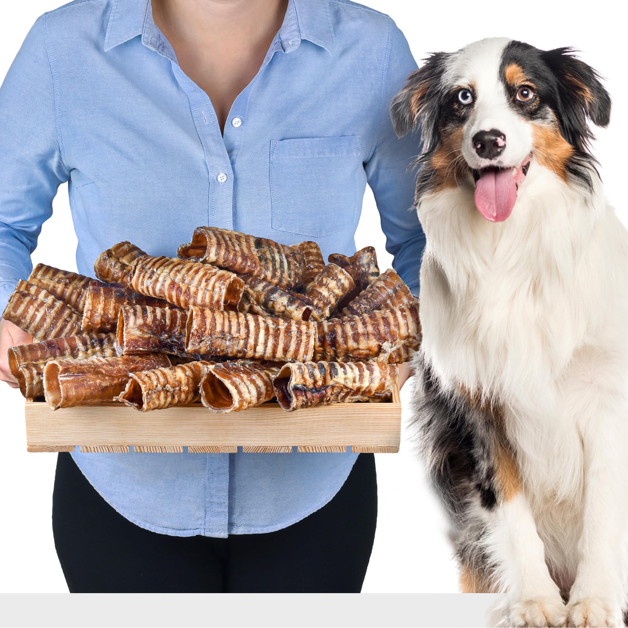 Beef Trachea for dogs 5 inch 1kg (approx. 20-25 pcs) | Natural Long-Lasting Dog Chews | Healthy Dental Treats with Collagen | Air- Dried Windpipe
