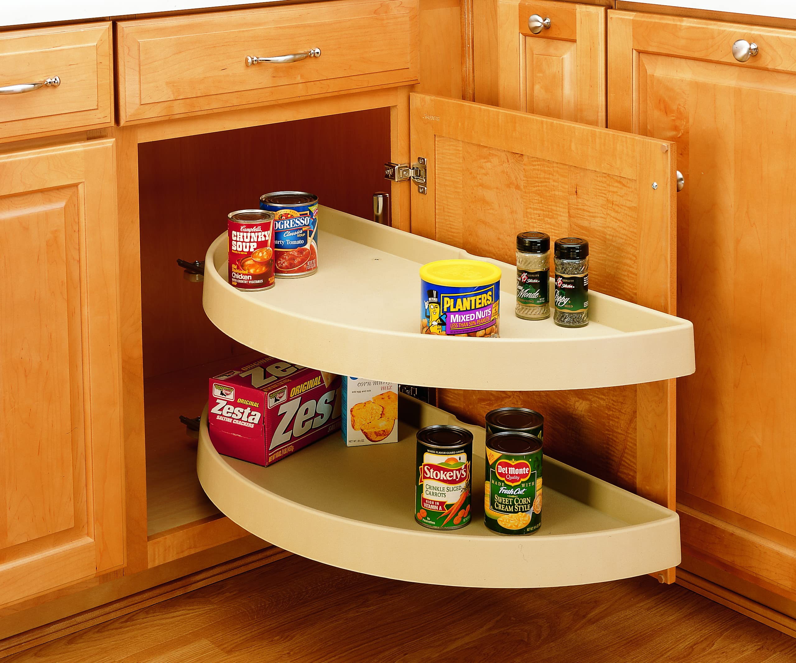 Rev-A-Shelf 33 in Polymer Two-Tier Half Moon Susans, Almond