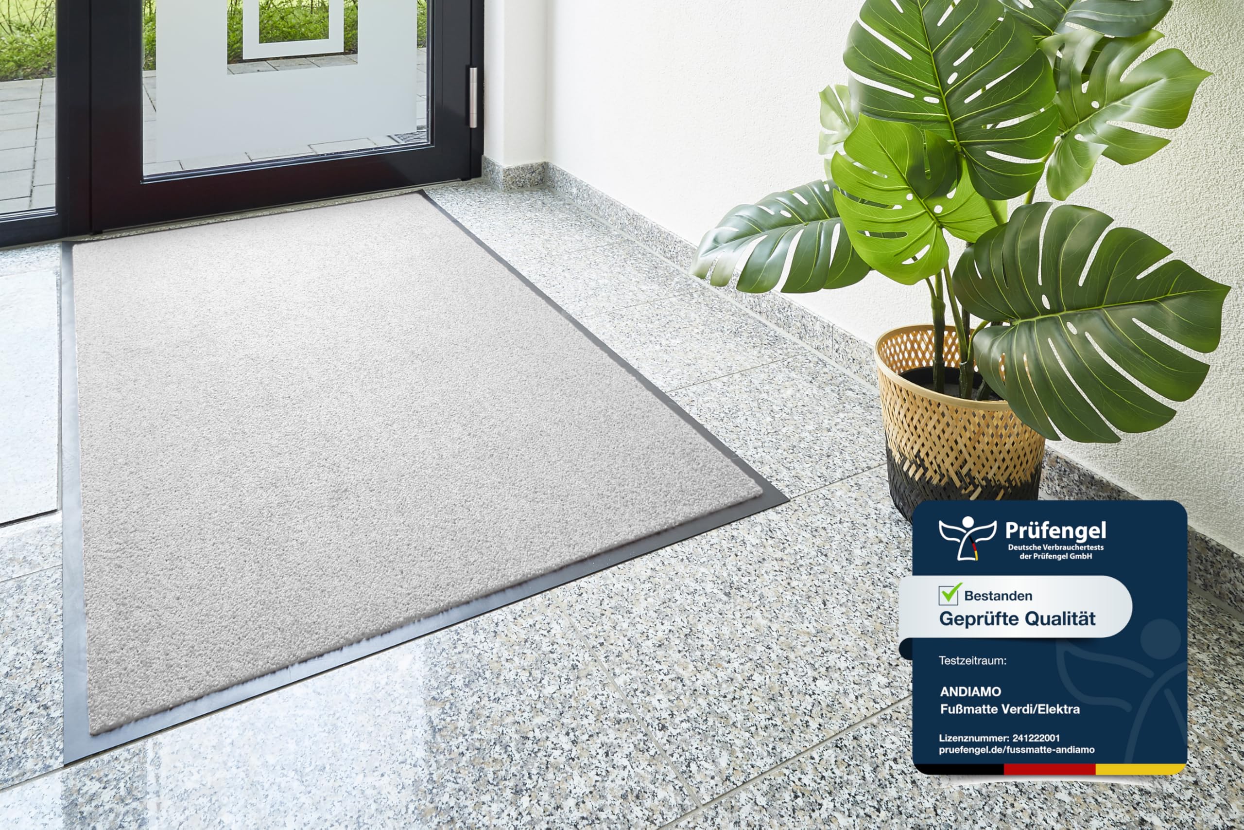 Andiamo zerbino Elektra - zerbino antisporco per l'ingresso di casa - ideale come zerbino per interni o come zerbino per esterni coperti - zerbino per porta d'ingresso 90 x 150 cm argento