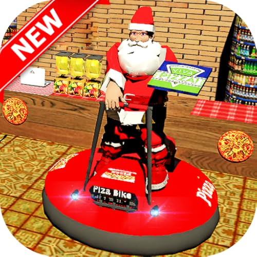 Livraison de pizza : Jeux de Noël du Père Noël - Simulateur de conduite de ville OpenWorld Auto-tamponneuse - Jeu amusant de livraison de pizza futuriste pour les enfants