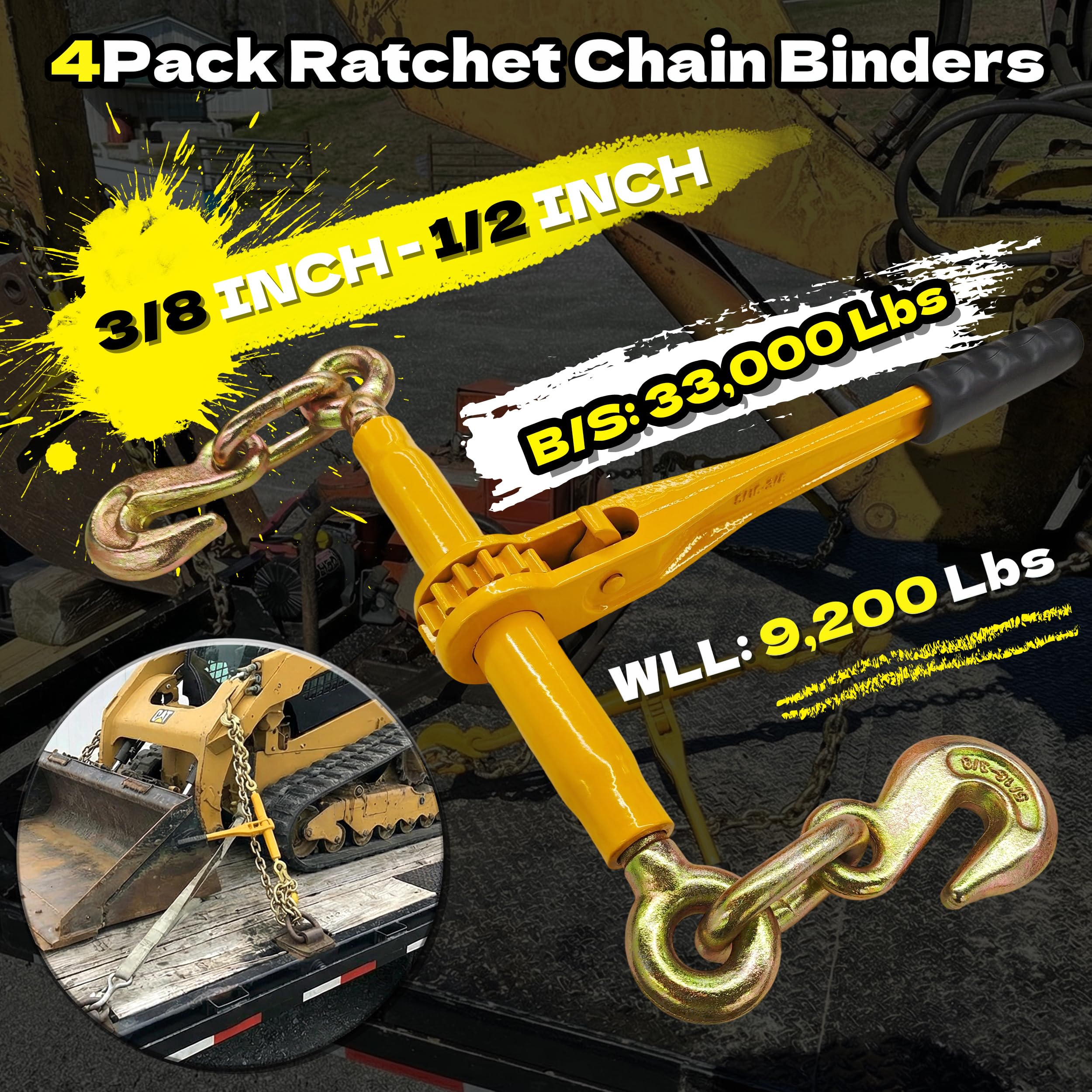 Heavy Duty Chain Binders - 4 Pack, 9200 Lbs WLL -2