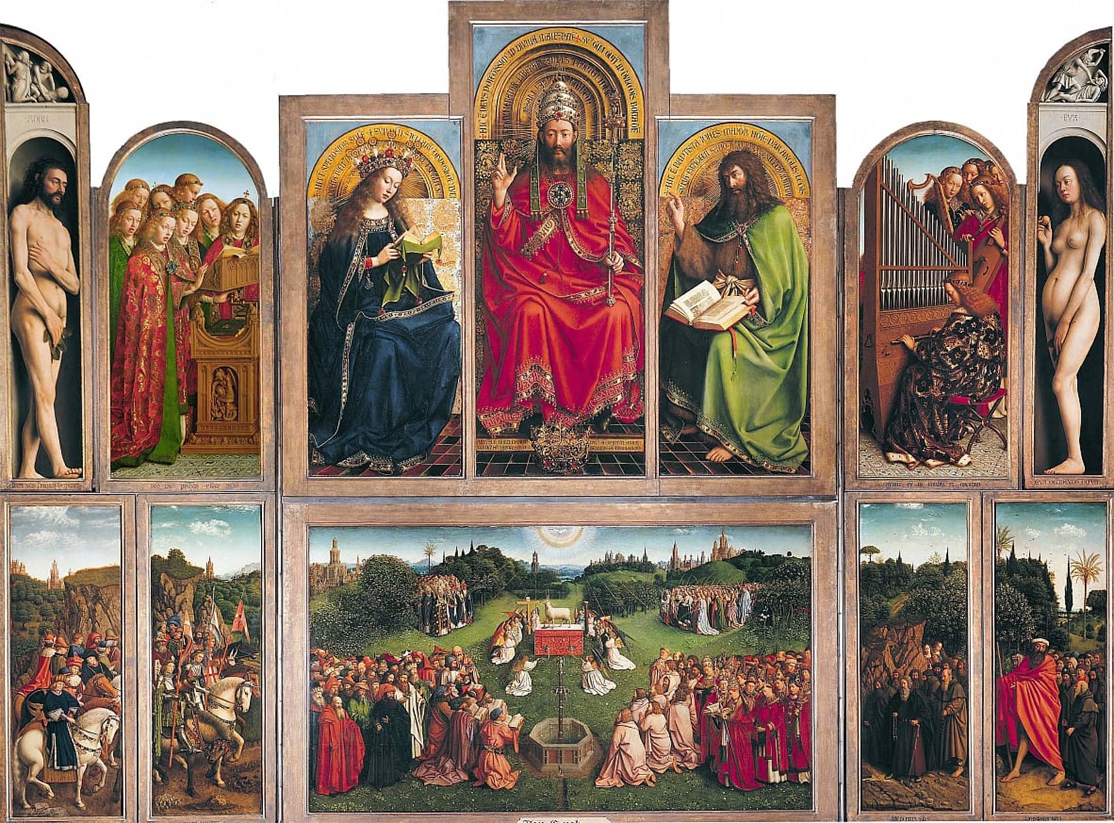 ARTXLXXBN Famous Painting Canvas Artwork Graffiti Print the Ghent Altarpiece by Jan Van Eyck Portrait Canvas Image for Home Decor 60x90cm