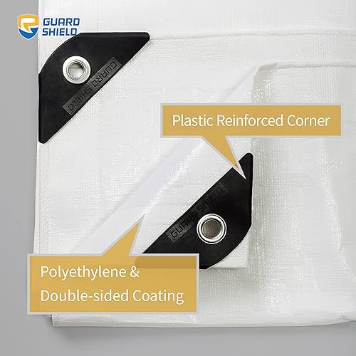 Miniatura 25 de GUARD SHIELD Lona resistente de 20 x 20 pies, cubierta de lona de polietileno negra y plateada impermeable, gruesa, multiusos, de 25/64 pulgadas
