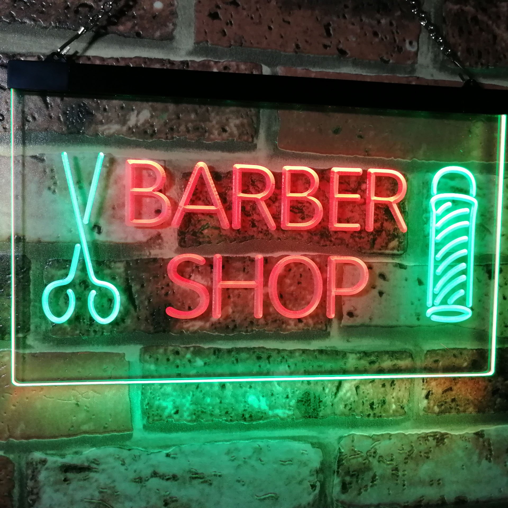 ADVPRO Barber Shop Hair Cut Scissor Pole Display Dual Color LED Neon Sign Green & Red 24