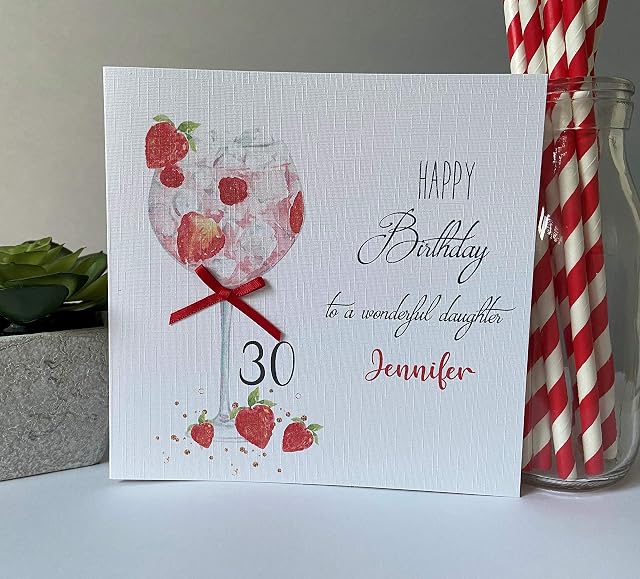 Personalised Handmade Birthday Card Female Girls Strawberry Cocktail 18th 21st 30th 40th 50th Daughter Mum Sister Friend