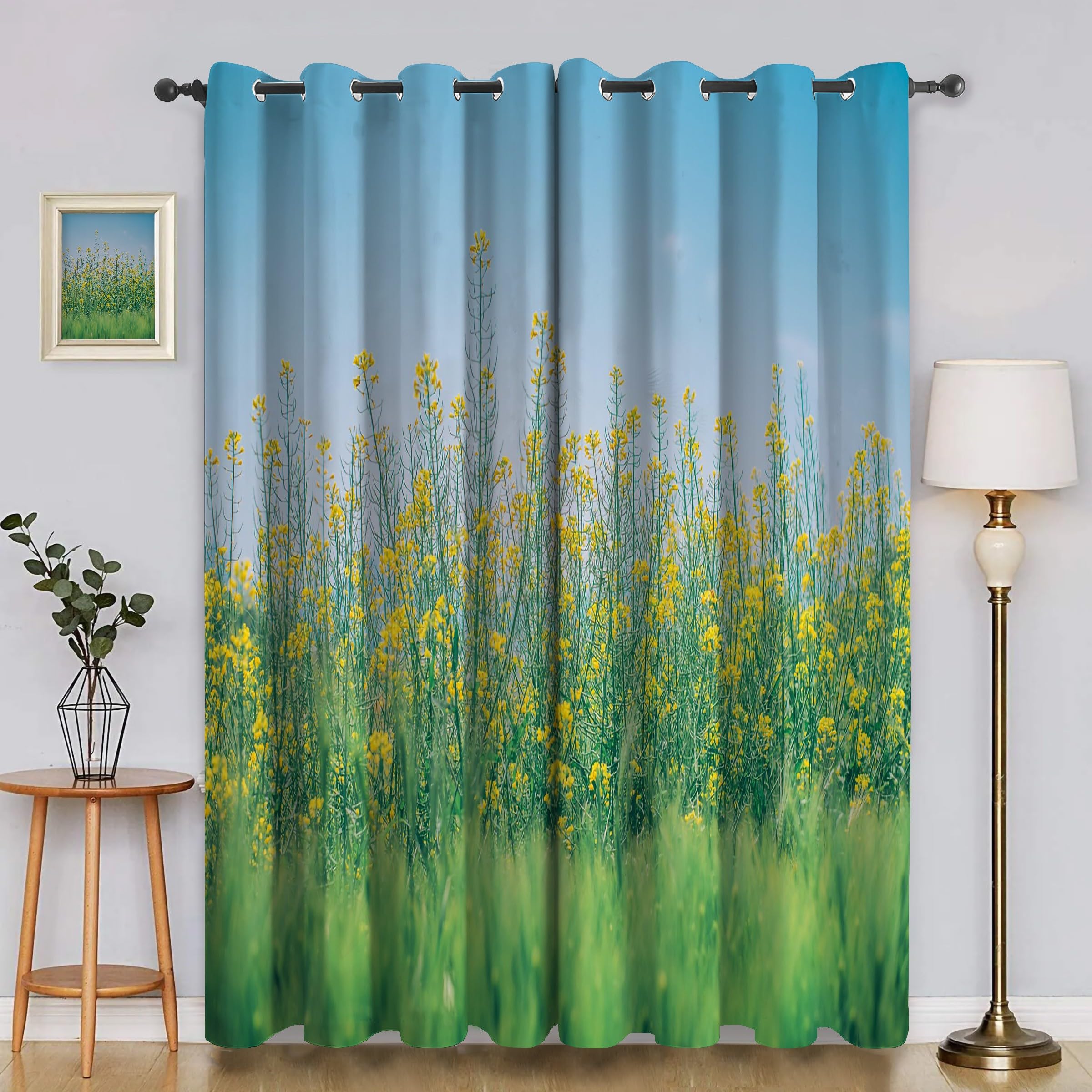 Rideau Paysage Rural pour Salon et Chambre Rideaux Occultants Colza Thermiques