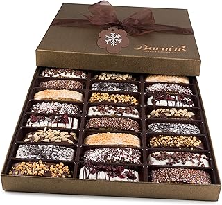 Barnetts Christmas Holiday Thanksgiving Chocolate 24 Biscotti Gift Baskets, Gourmet Cookie Gifts Box for Him and Her Food Basket Delivery, Candy Ideas for Dad, Husband, Brother, Son, Father, Grandfather, Boyfriend, Wife, Mother Grandmother