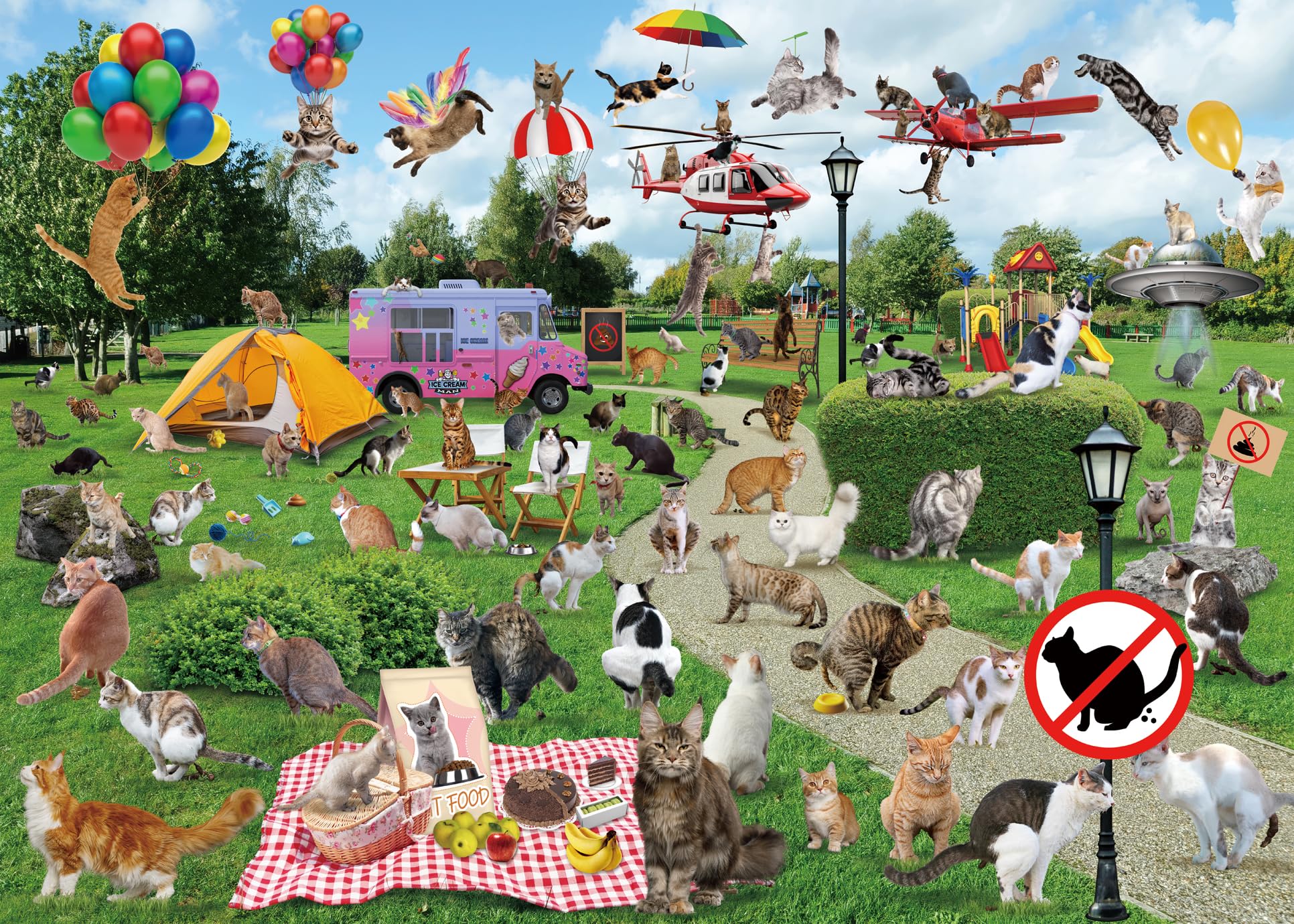 Park Cat Puzzle 1000 Piece Puzzle for Adults, Cat Puzzles for Adults Animal Jigsaw Puzzle, Funny Kitty Puzzle as Prank Puzzle — image 1