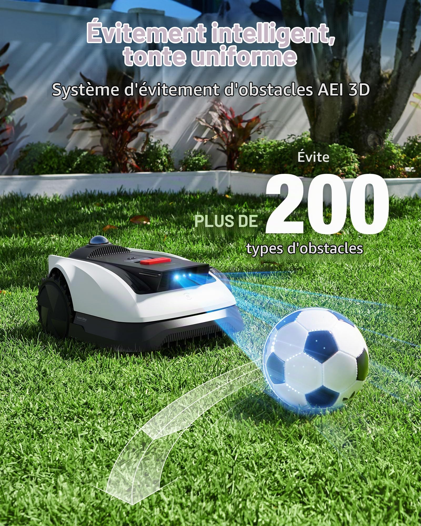 ECOVACS Goat O1200 LiDAR Pro Care Kit Robot Tondeuse sans Fil + Garage pour Robot Tondeuse Gratuit, 1200 m², Navigation Dual-LiDAR 360°, Cartographie Auto, Évitement d'obstacles 3D par IA