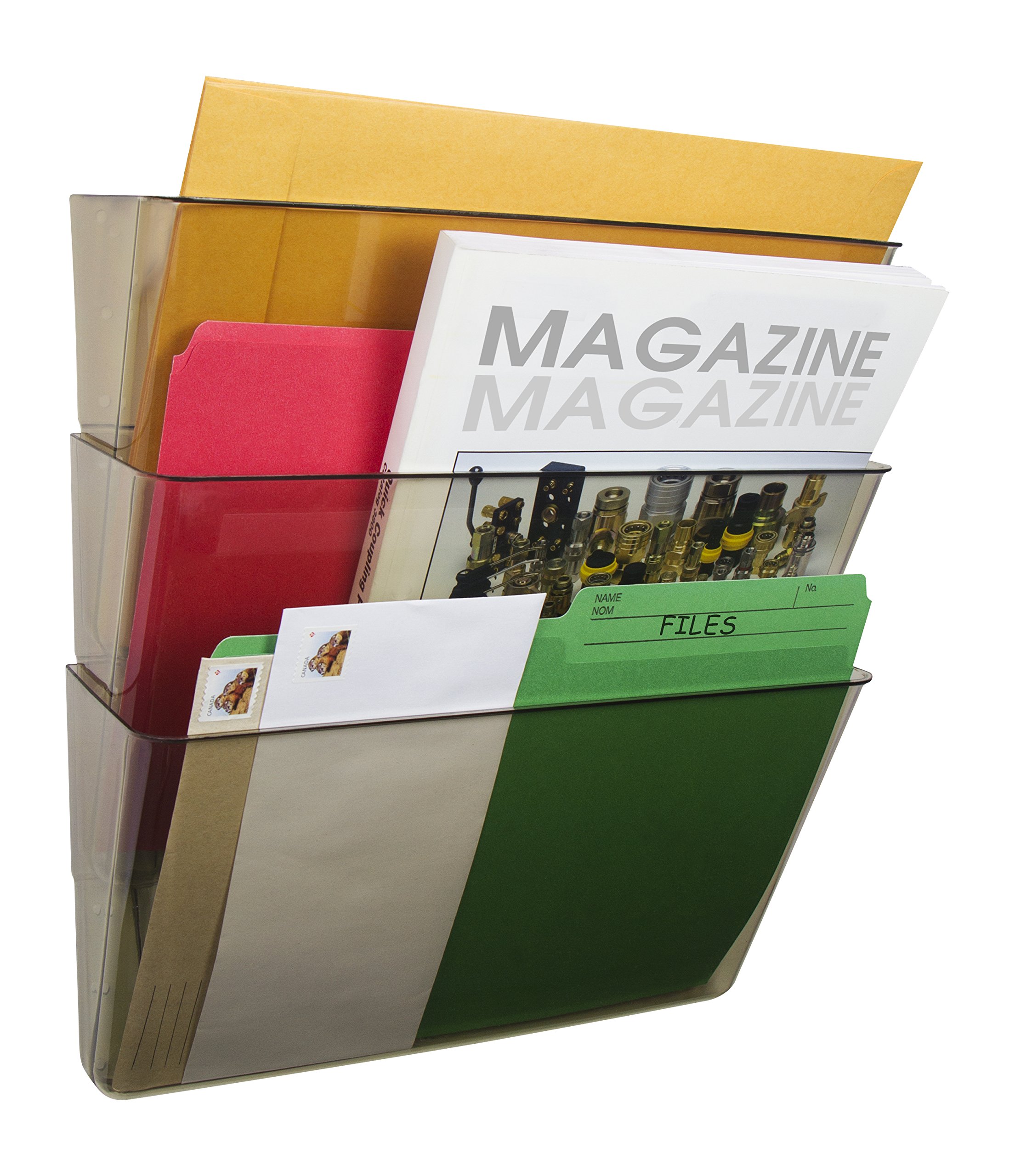 DocuPocket Stackable Four-Pocket Wall File Letter, 13 X 4 X 7, Smoke