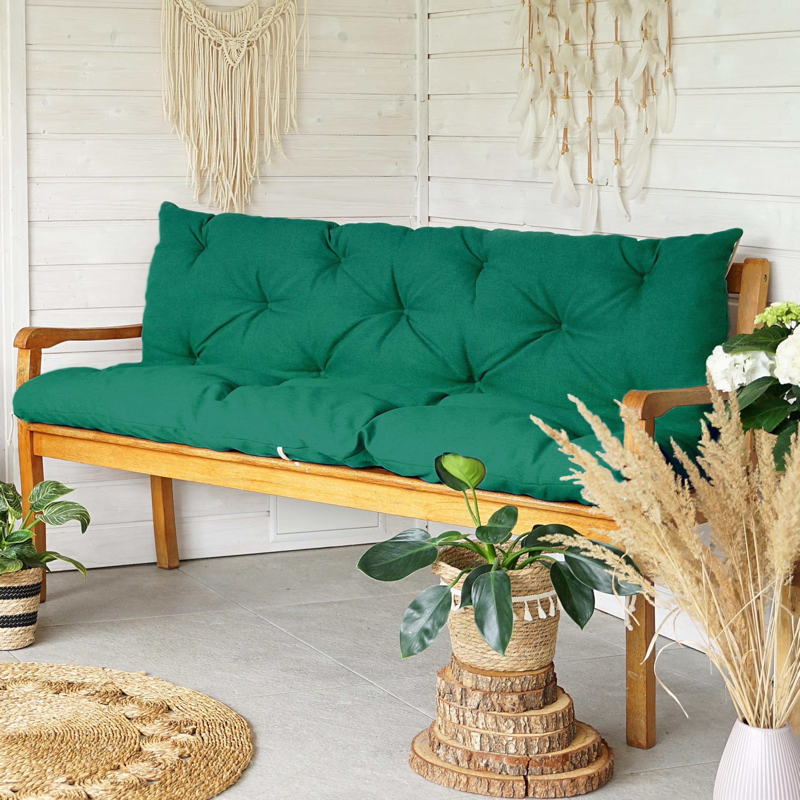 4L Textil Coussin pour Banc de Jardin, balancelle hollywoodienne - Coussin d'assise et de Dossier - Résistant aux intempéries - 100 x 50 x 50 cm - Vert - Résistant aux UV