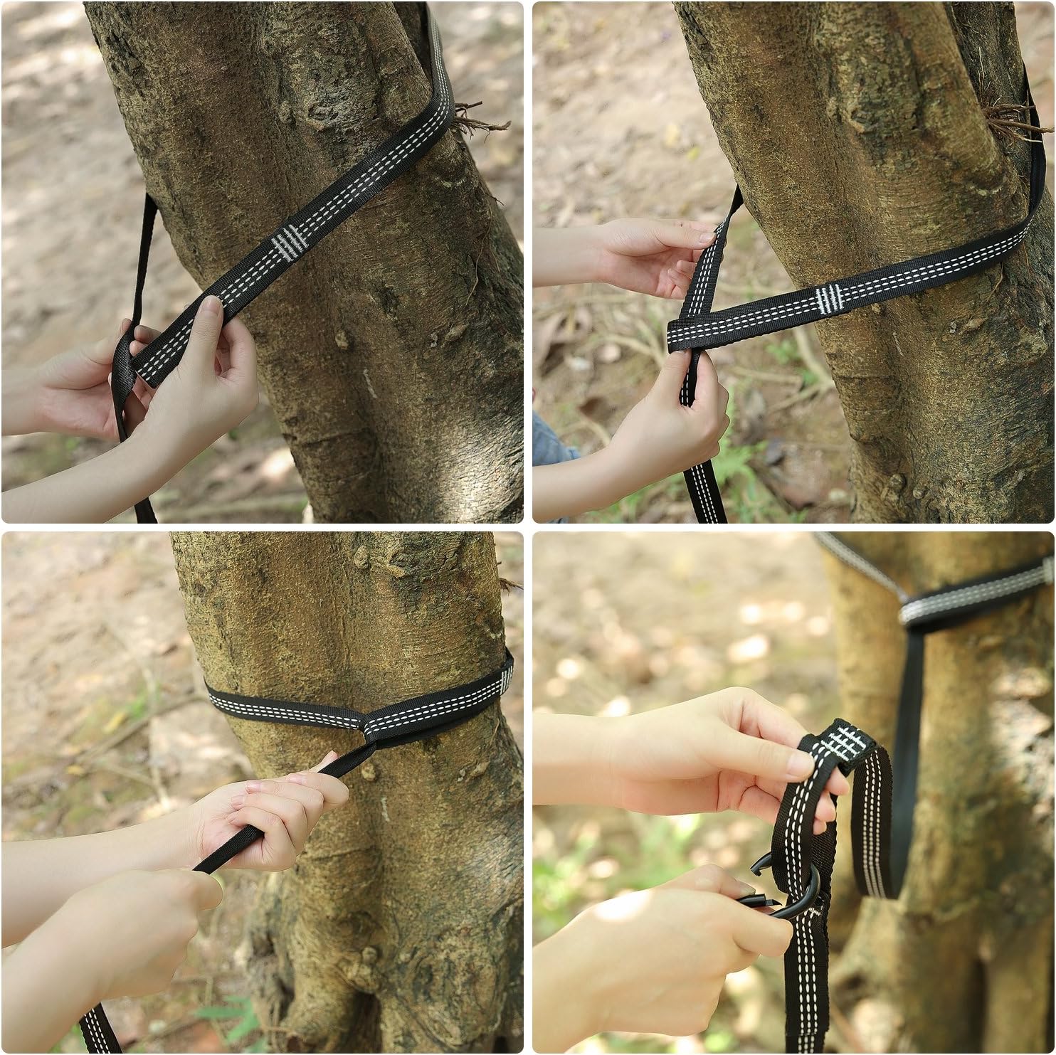 LAMURO Extra Strong Hammock Tree Straps Heavy Duty Suspension Kit with 2 Carabiner Hooks- Extra Long Straps (12 Feet) with 40 Loops- 2000+LBS- 100% No Stretch Polyester Straps- Fast & Easy Set Up
