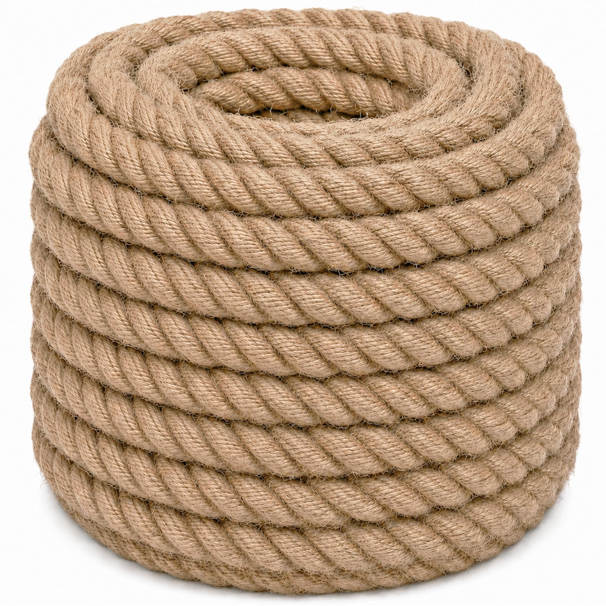 Photo 1 of Twisted Manila Rope (2 Inch x 100 Feet) Natural Jute Thick Hemp Rope for Docks, Railings, Landscaping, Tug of War, Decorating