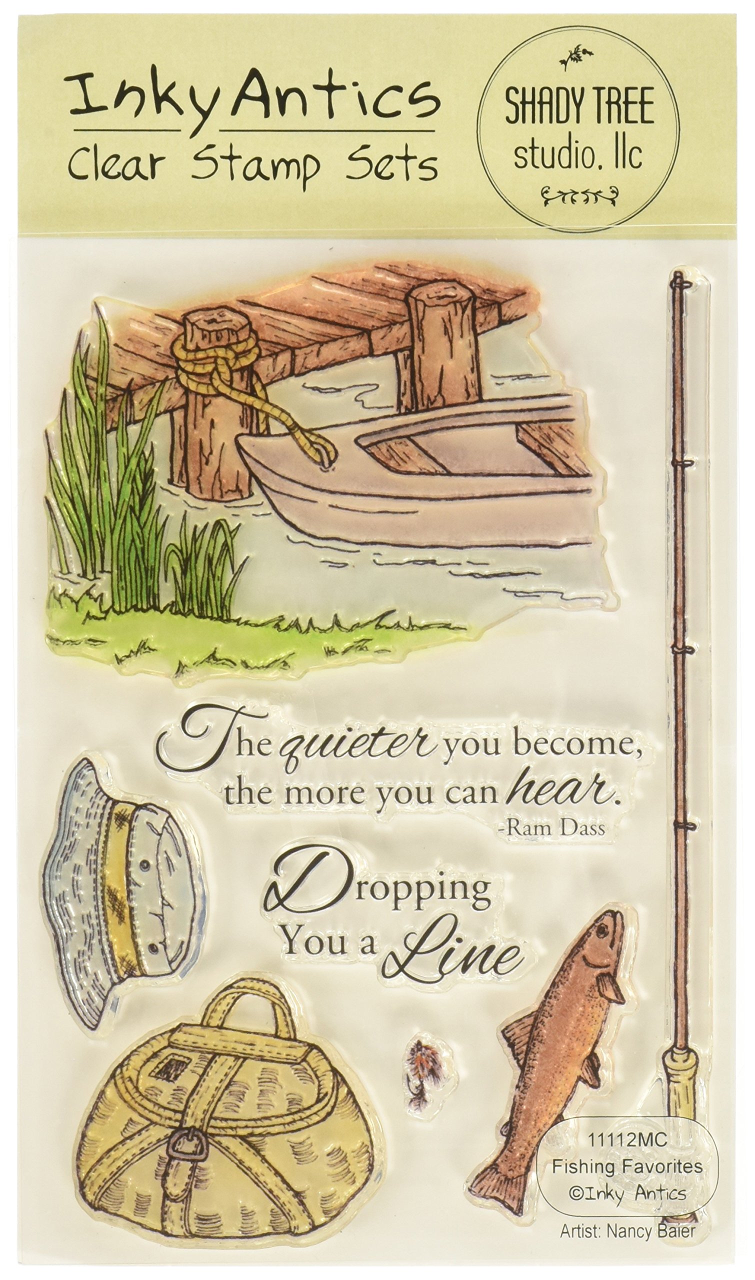 Stampers Anonymous Inky Antics Clear Stamp Set, 6 by 4-Inch, Fishing Favorites