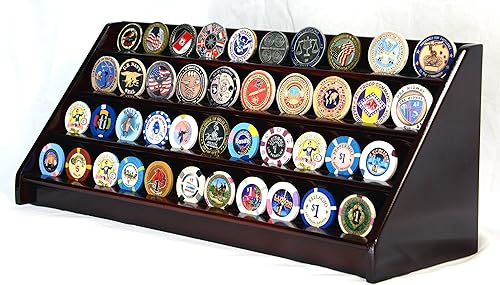 Miniatura 10 de 4 Rows 40 Challenge Coin Casino Chip Display Case Rack Holder Stand for Table Shelf Desk